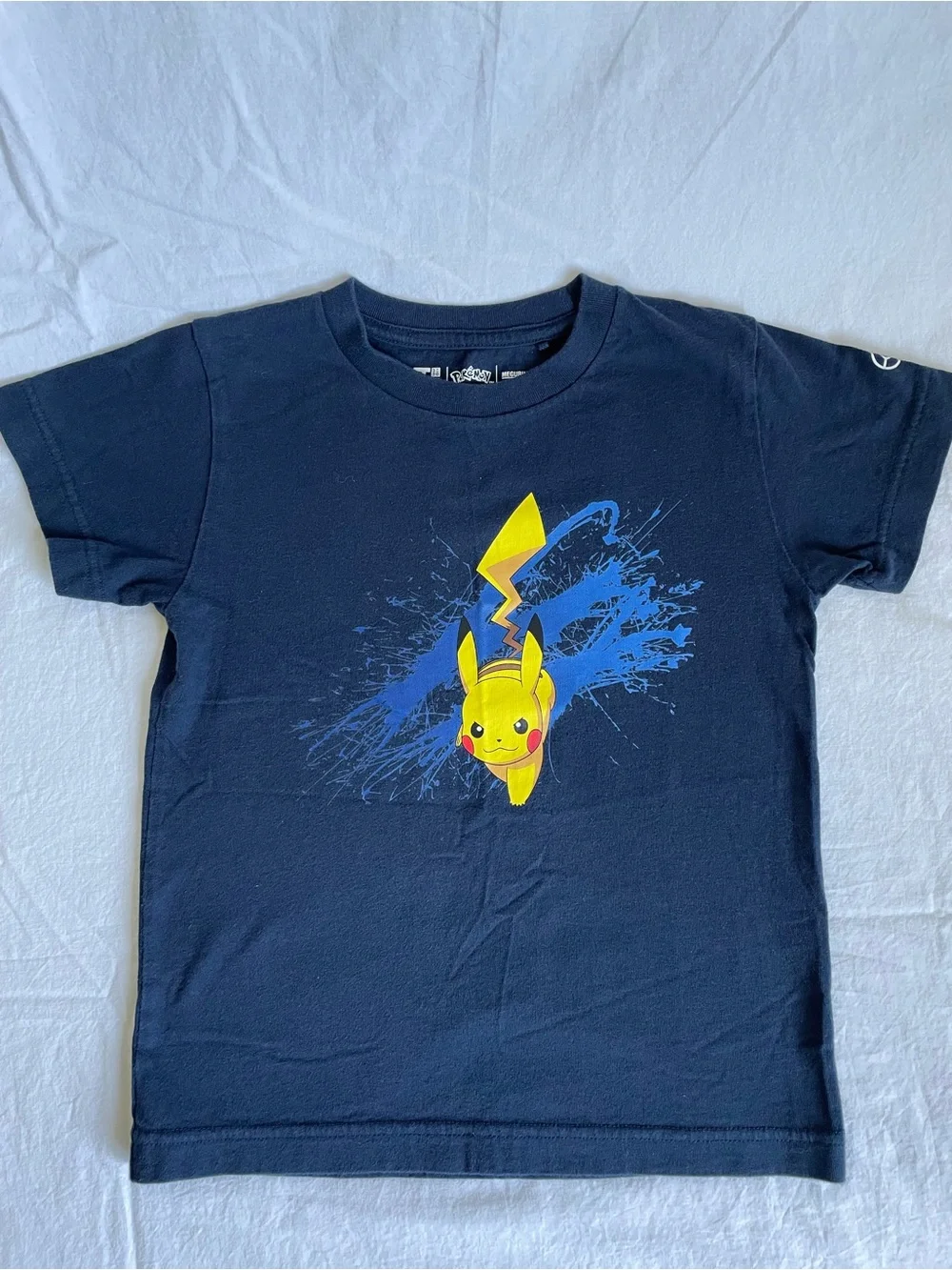 Uniqlo UT x Pokemon Pikachu Tee Shirt Meguru Yamaguchi Navy Blue Kids 5-6